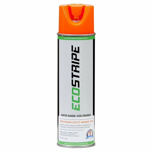 One Shot 1 Shot Eco Stripe Water Based Utility Marking Paint 180Z Fluorescent Orange By Bare Ground 1S-UMP